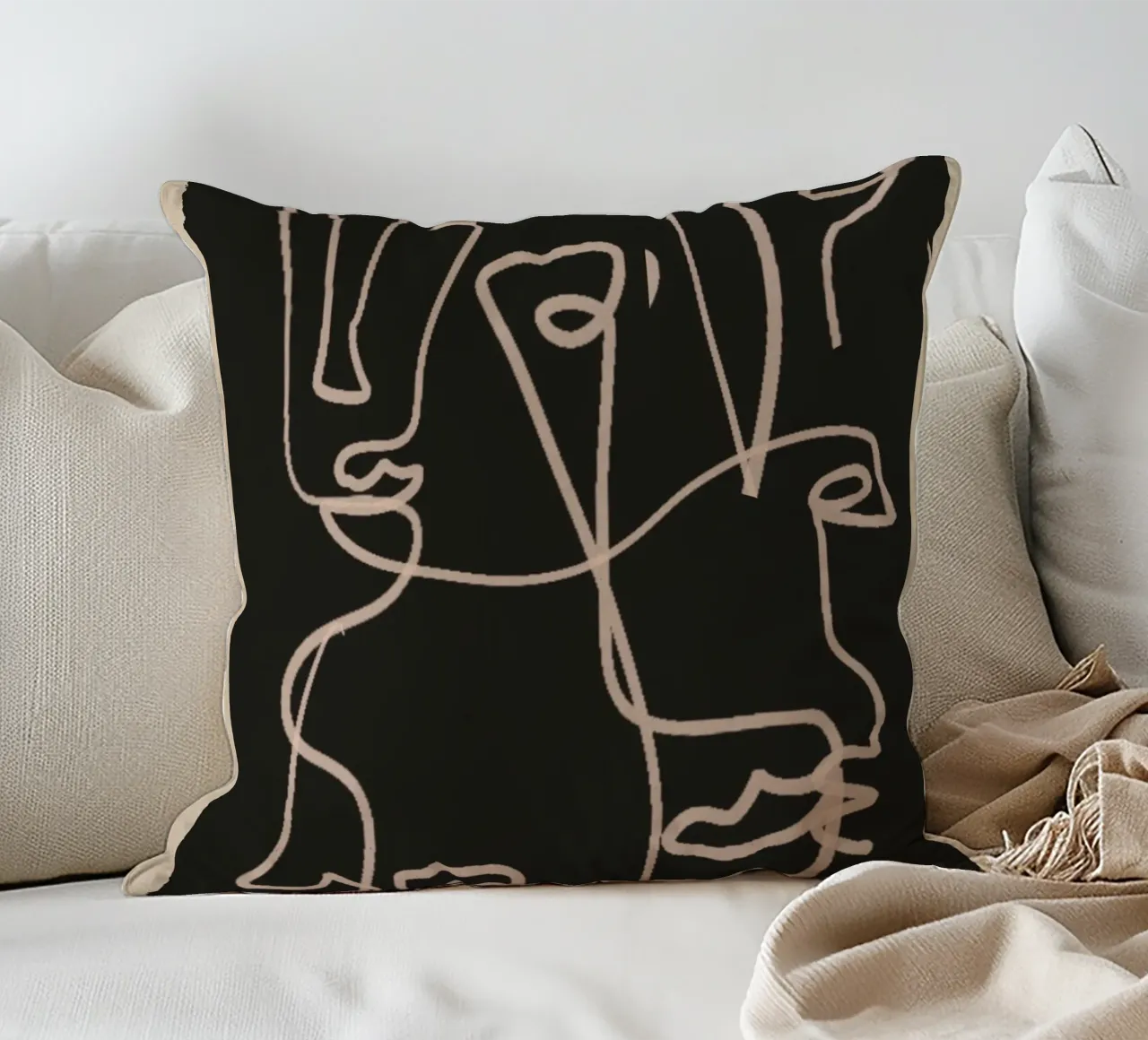 Minimal Abstract Line Art 4 decorative cushion by ThingDesign