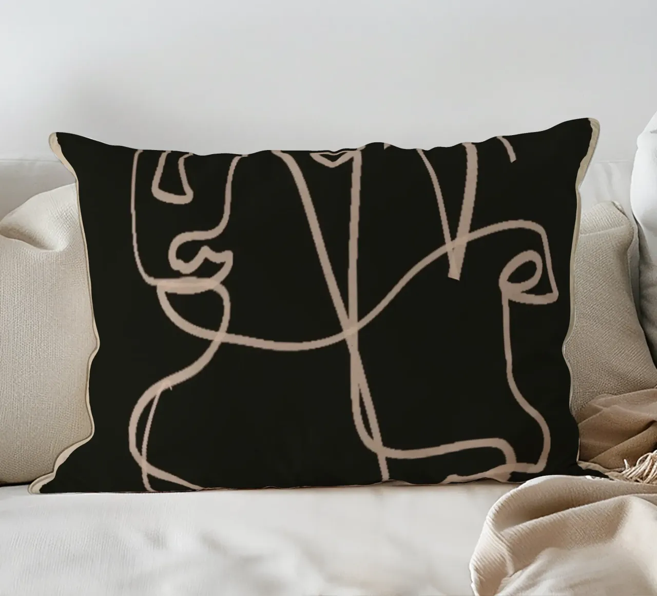 Minimal Abstract Line Art 4 decorative cushion by ThingDesign