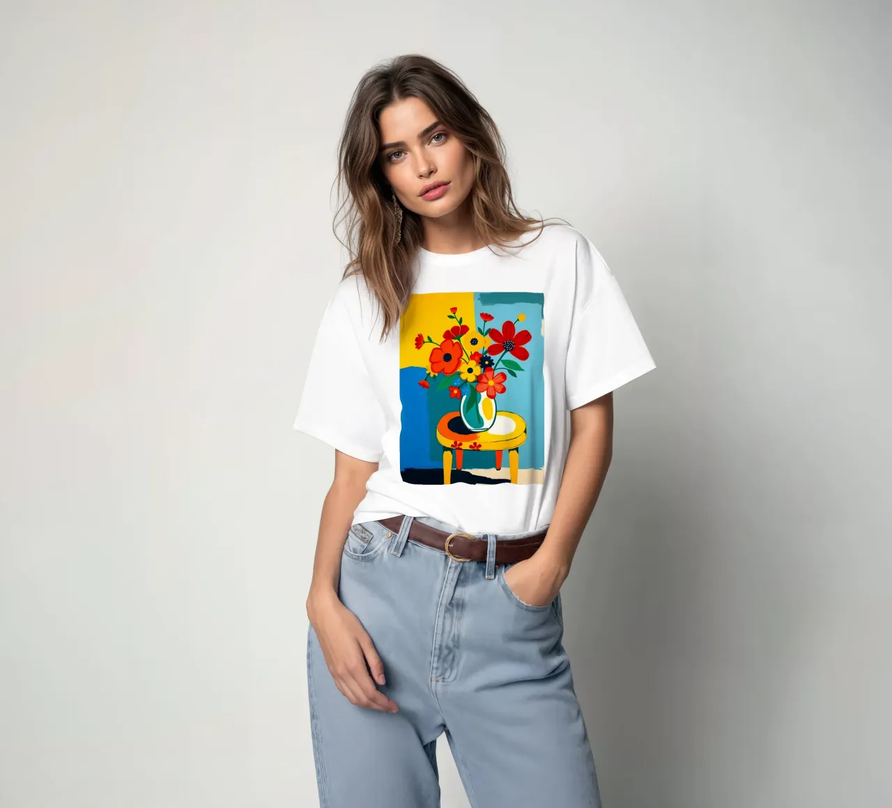 Fiori in una natura morta su un tavolo t-shirt da ARTOMATIC