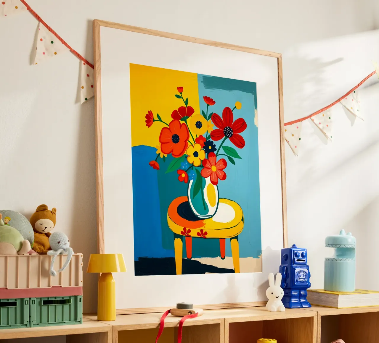 Fiori in una natura morta su un tavolo poster da ARTOMATIC