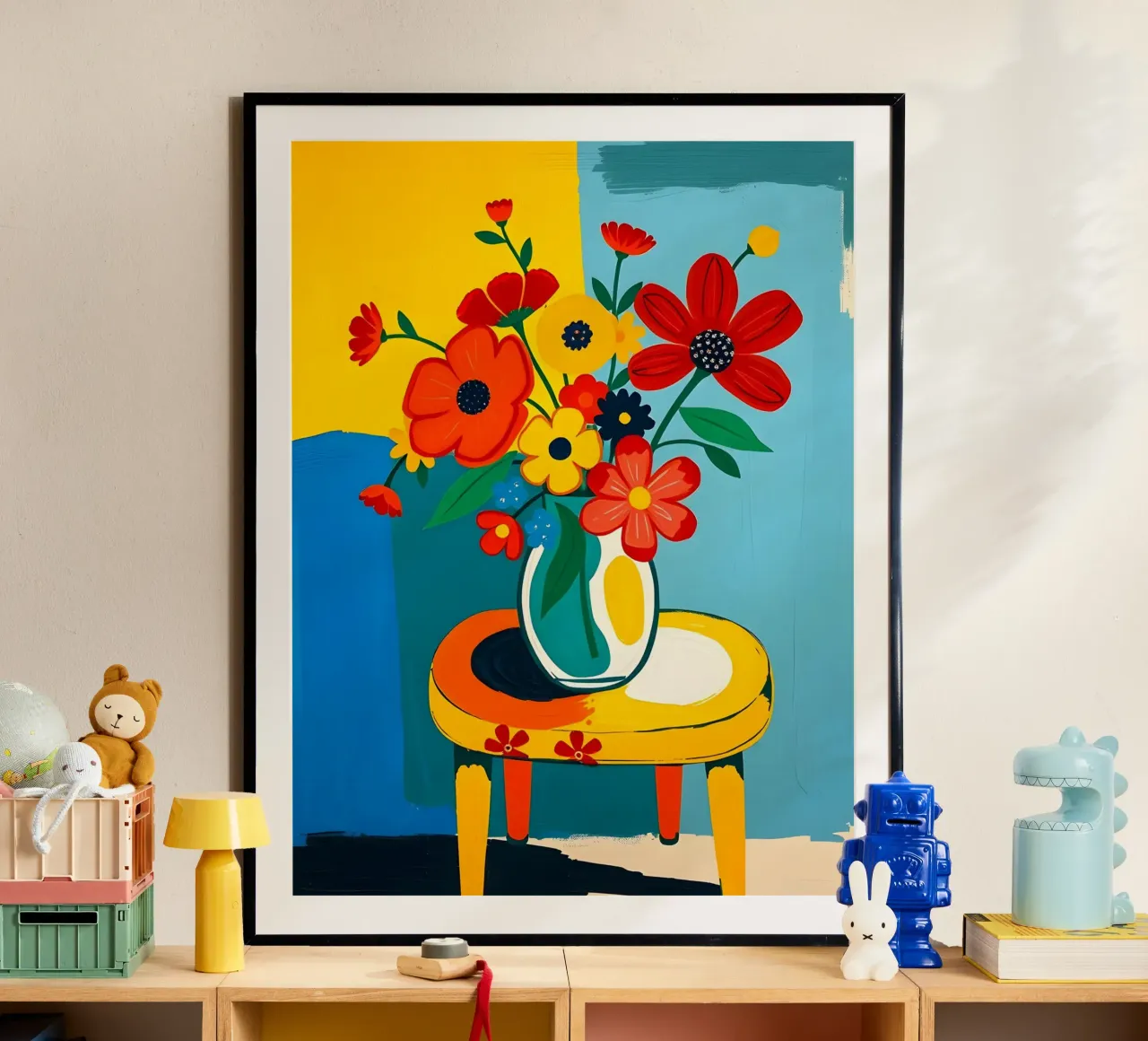 Flowers Still Life On A Table poster by ARTOMATIC