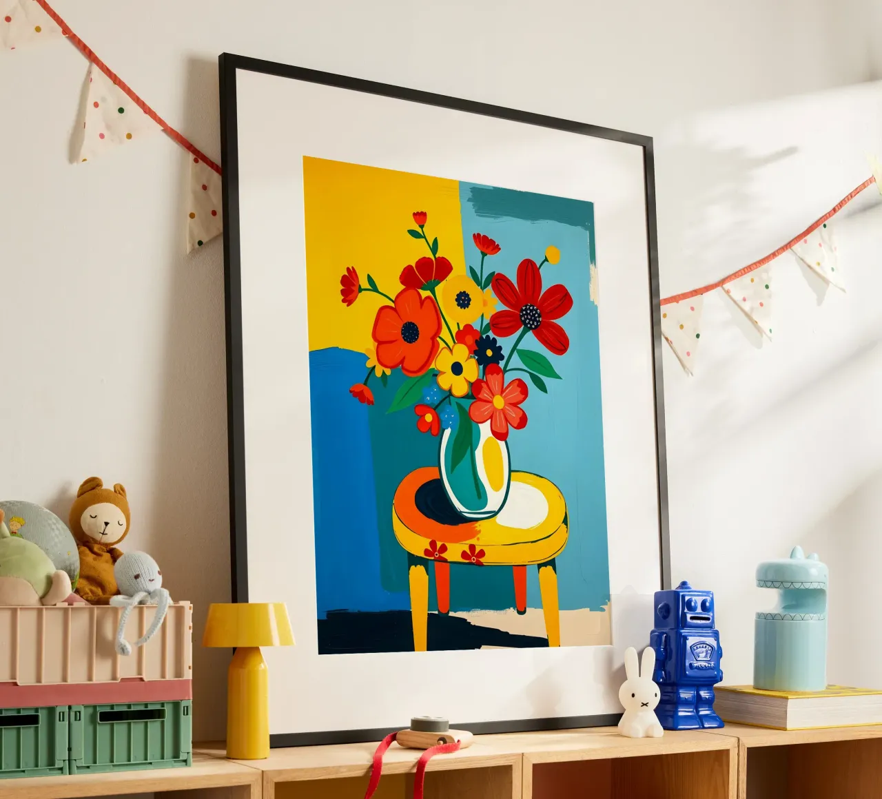 Fiori in una natura morta su un tavolo poster da ARTOMATIC