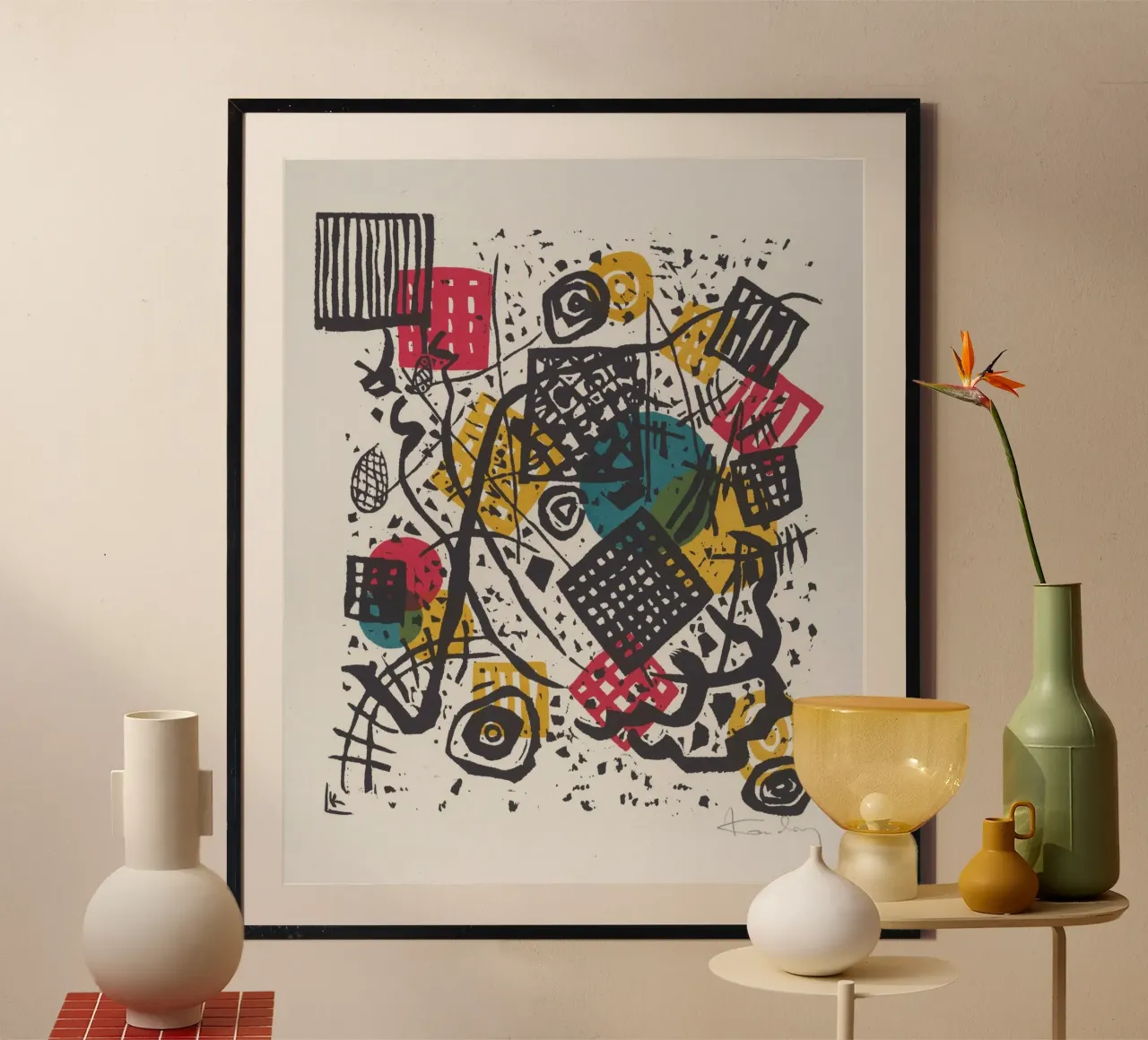 Wassily Kandinsky - Piccoli mondi V poster con telaio in alluminio da William Store