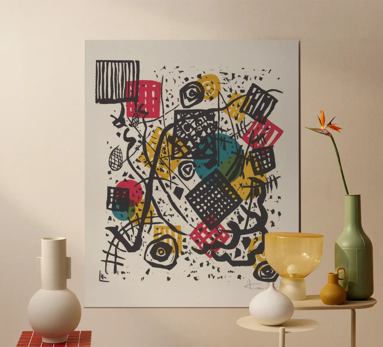 Wassily Kandinsky - Piccoli mondi V poster con telaio in alluminio da William Store