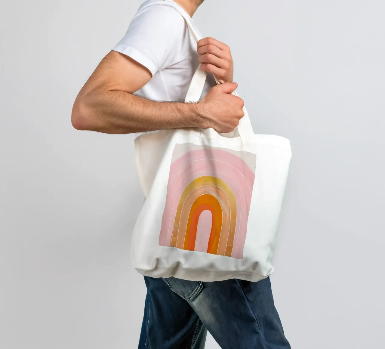 Boho Rainbow Poster, Vibrant Print, Abstract Wall Art tote bag by ArtHaus