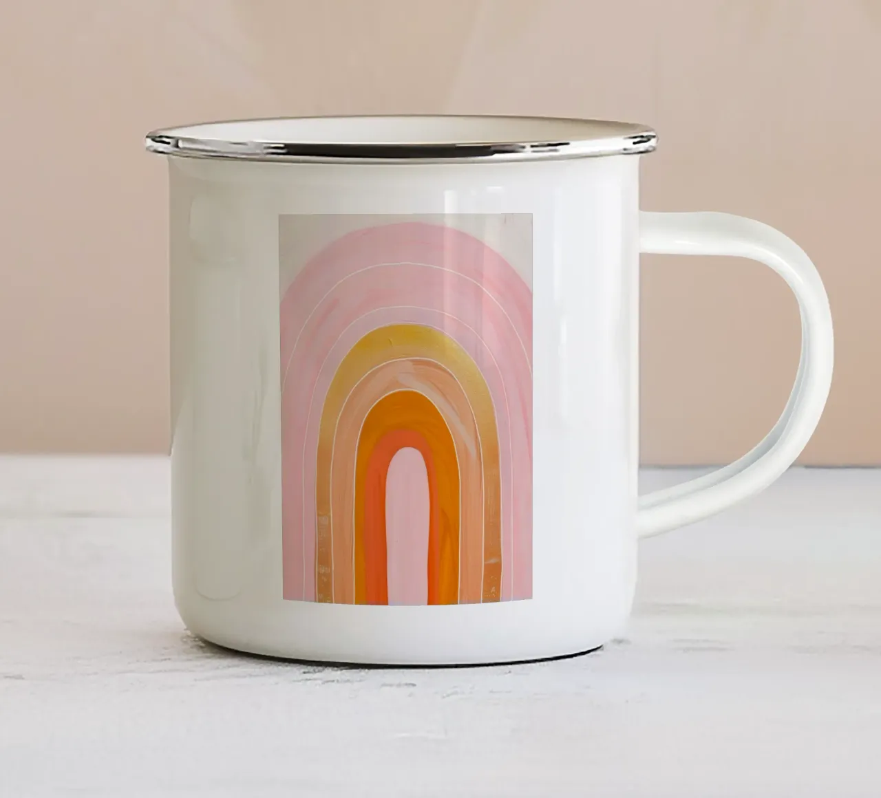 Boho Regenboog Poster, Levendige Print, Abstract Muurkunst emaille mok van ArtHaus