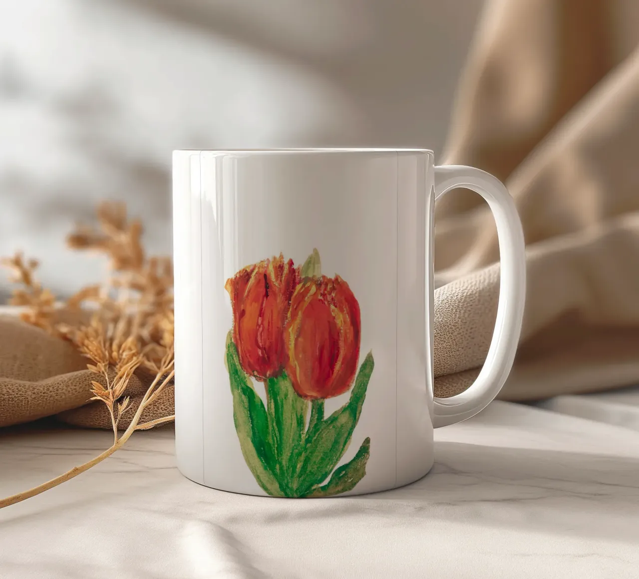 Two Red Tulips tazza in ceramica da Second Canvas