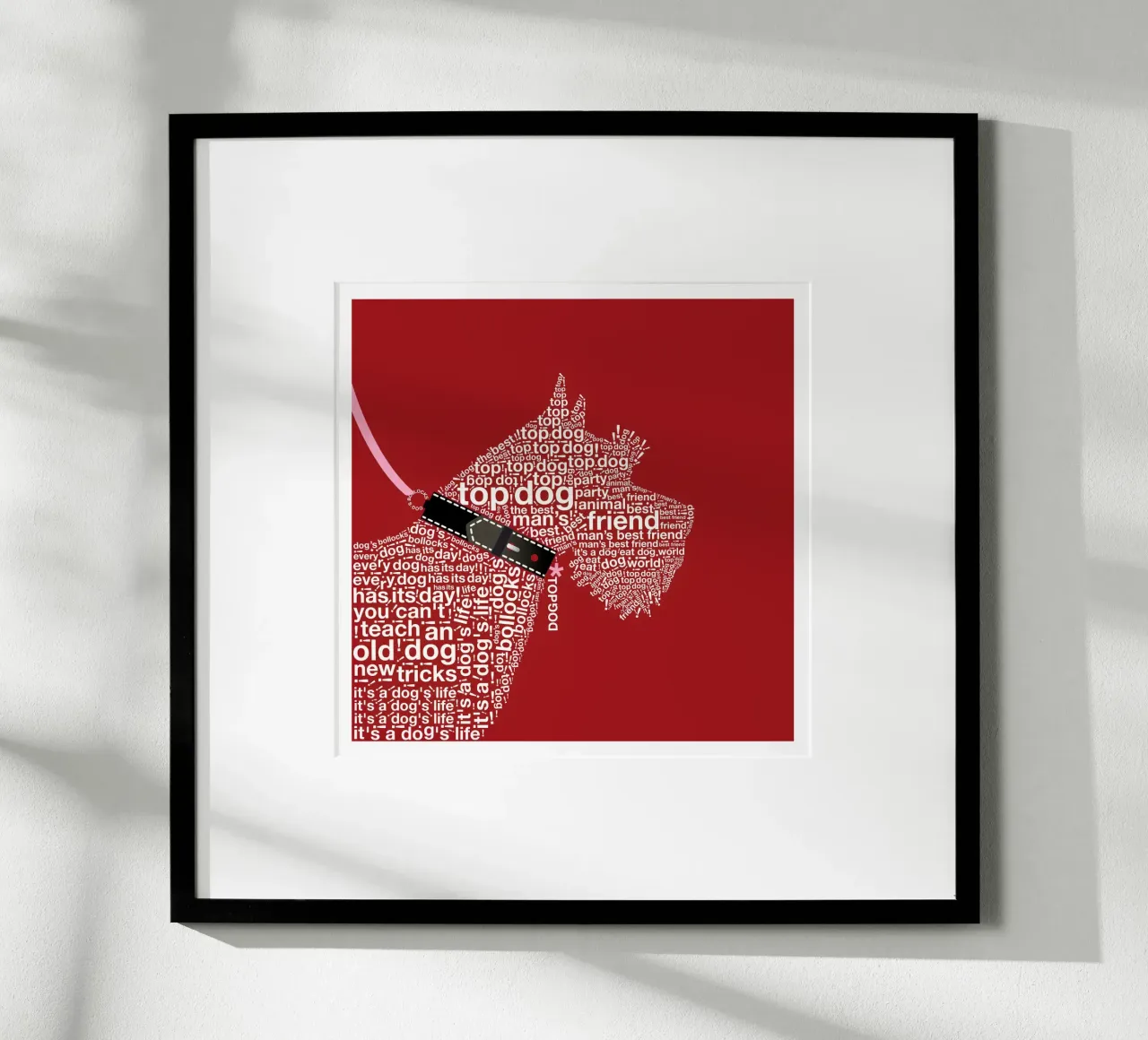 Ritratto tipografico di cane Terrier - Rosso poster da Dominique Vari Words