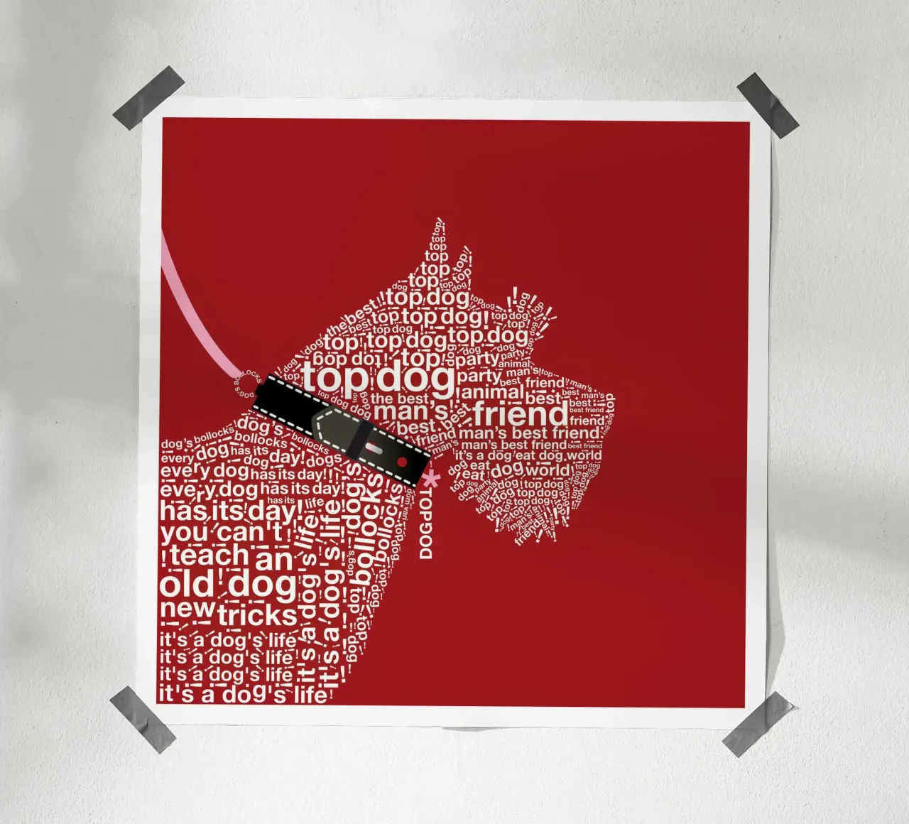 Ritratto tipografico di cane Terrier - Rosso poster da Dominique Vari Words
