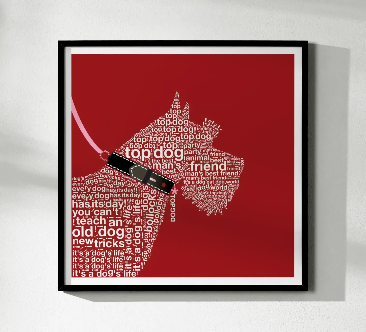 Ritratto tipografico di cane Terrier - Rosso poster da Dominique Vari Words
