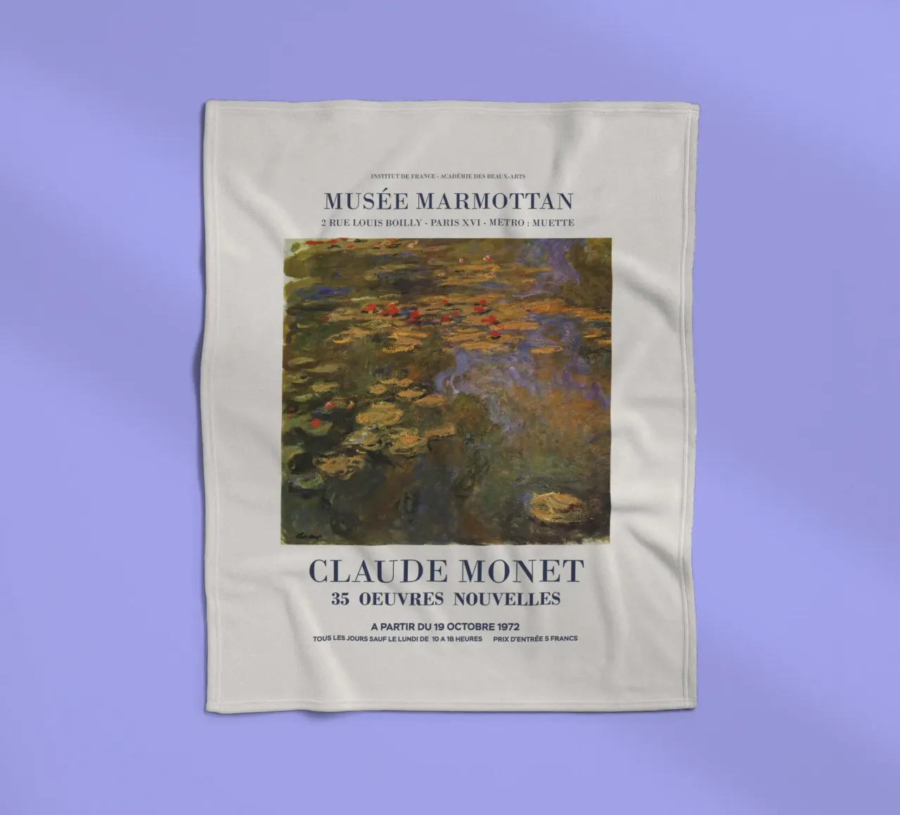 Claude Monet Art Exhibition fleece blanket by Vintagrafica