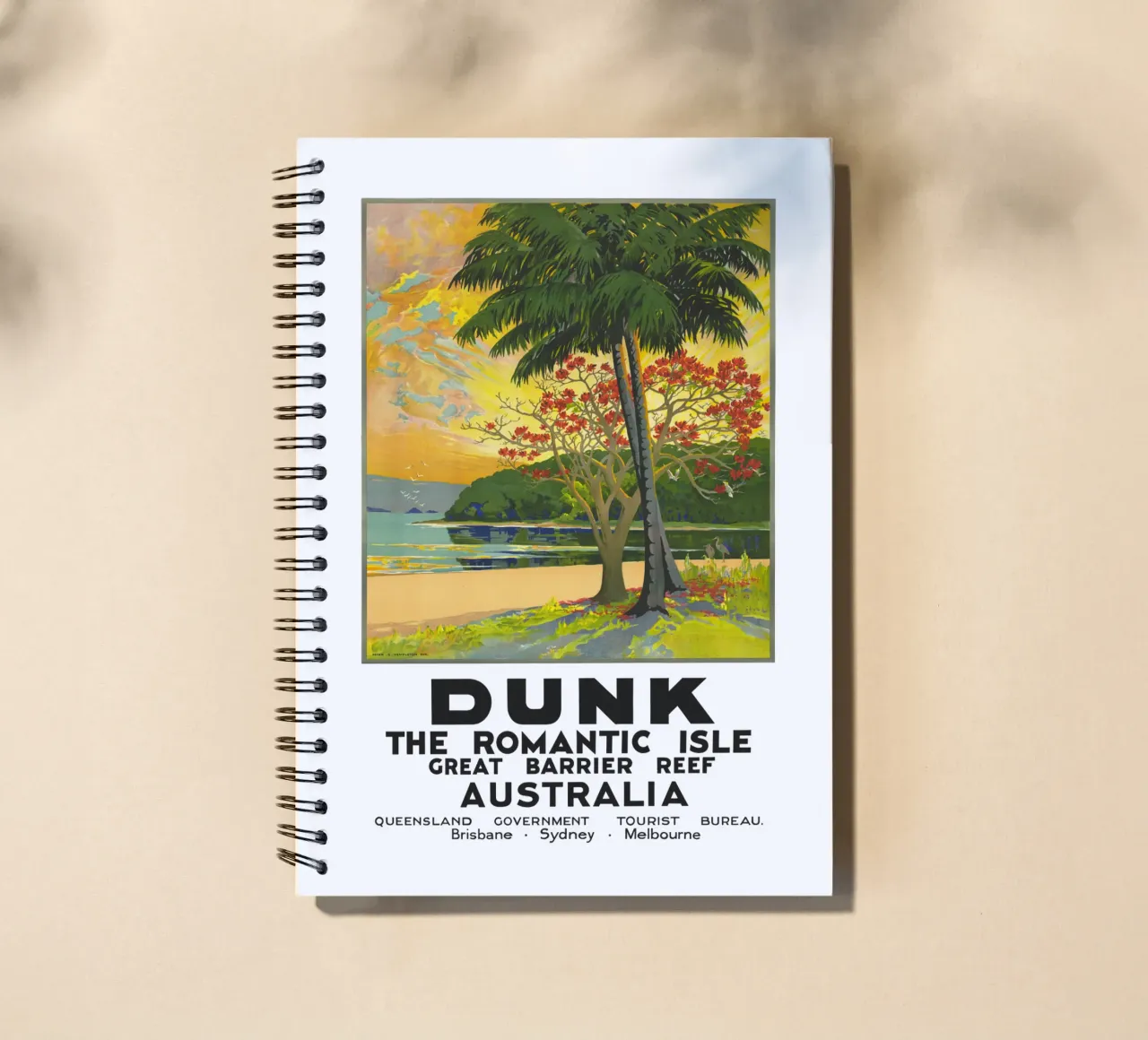 Dunk Island - Great Barrier Reef, Australia spiral notebook by Vintagrafica