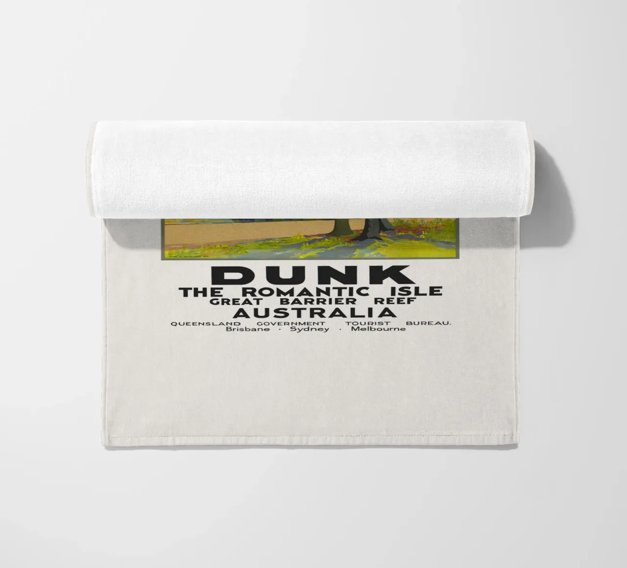 Dunk Island - Great Barrier Reef, Australia beach towel by Vintagrafica
