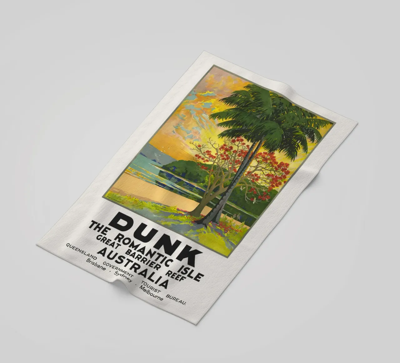 Dunk Island - Great Barrier Reef, Australia beach towel by Vintagrafica
