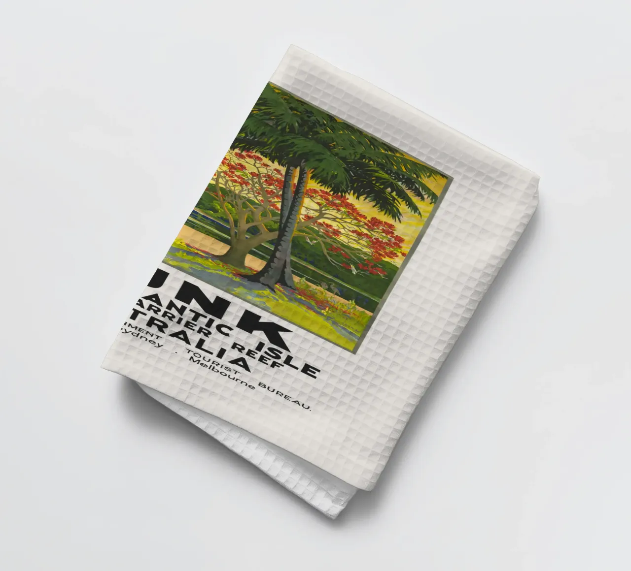 Dunk Island - Great Barrier Reef, Australia tea towel by Vintagrafica