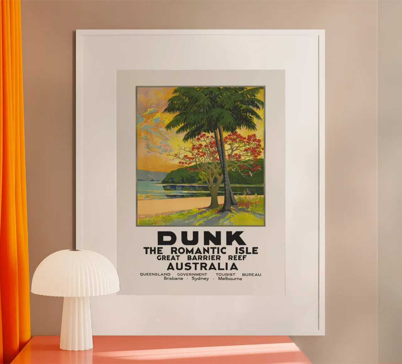 Isola Dunk - Grande Barriera Corallina, Australia poster da Vintagrafica