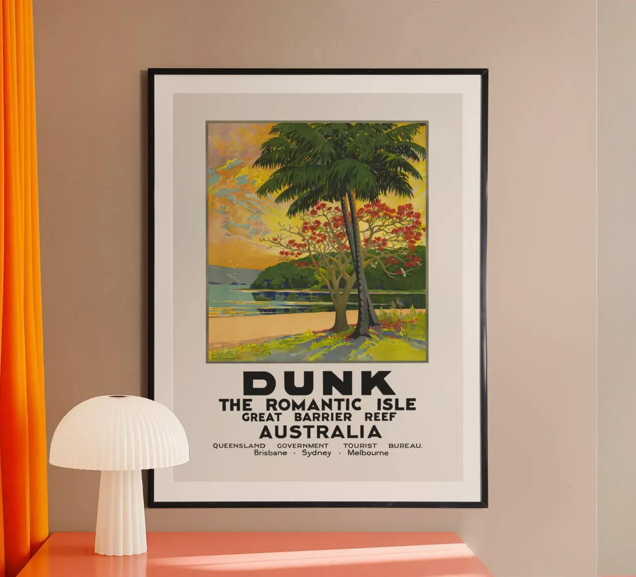 Isola Dunk - Grande Barriera Corallina, Australia poster da Vintagrafica