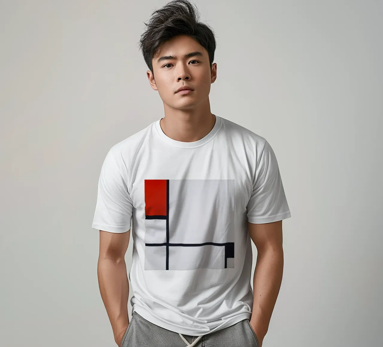 Piet Mondrian - Composition No. I, with red and black t-shirt by William Store