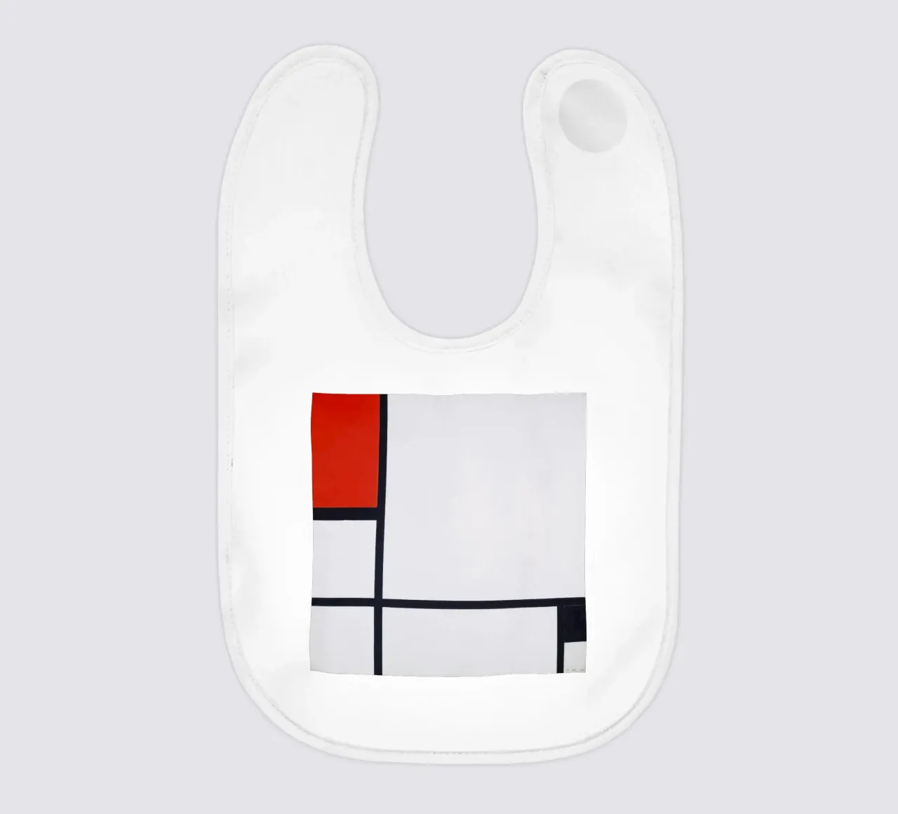 Piet Mondrian - Composition No. I, with red and black baby bib by William Store