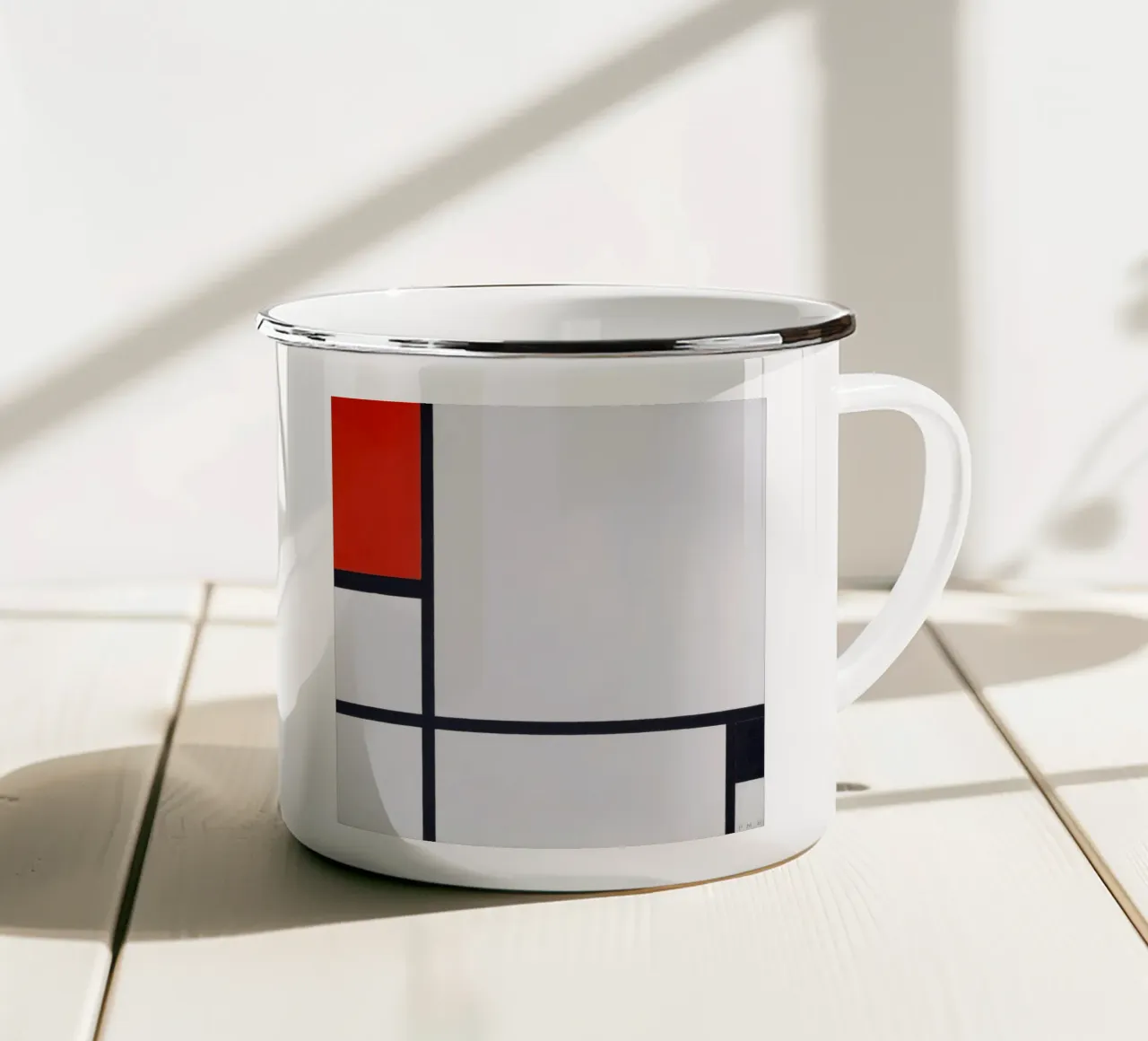 Piet Mondrian - Composizione n. I, con rosso e nero tazza in smalto da William Store