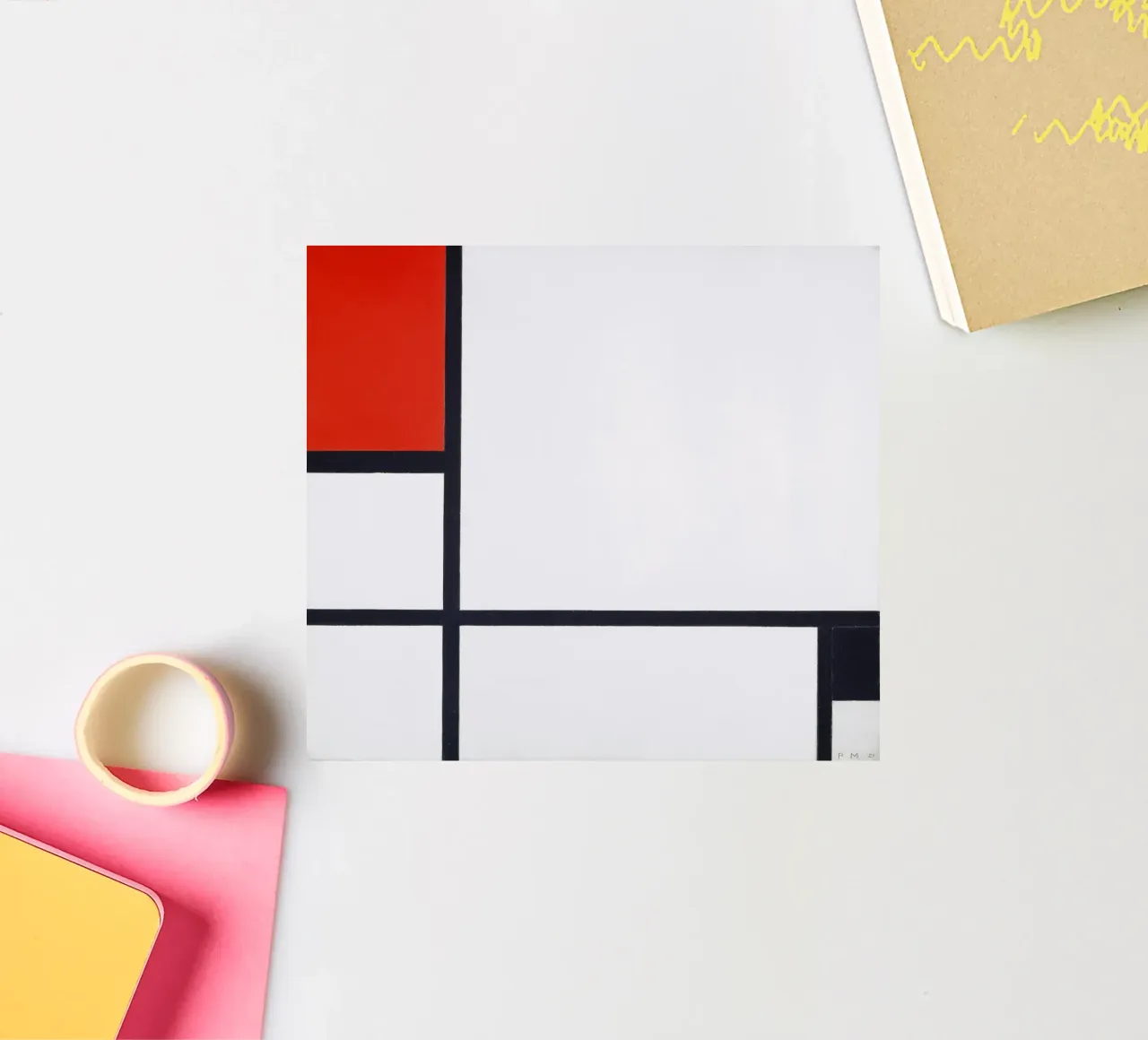Piet Mondrian - Composizione n. I, con rosso e nero adesivo da William Store