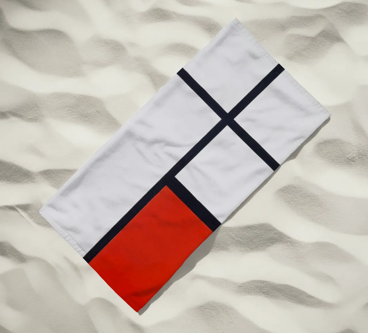 Piet Mondrian - Komposition Nr. I, mit Rot und Schwarz Strandtuch von William Store