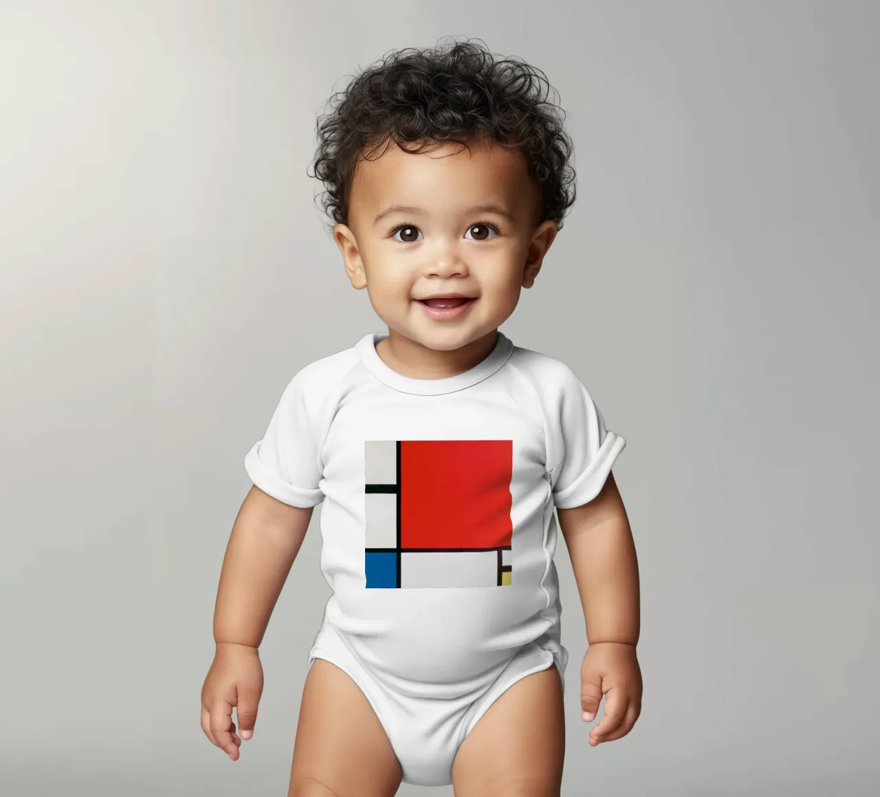 Piet Mondriaan, Composizione Mondrian II in rosso, blu, giallo body neonato maniche corte da William Store
