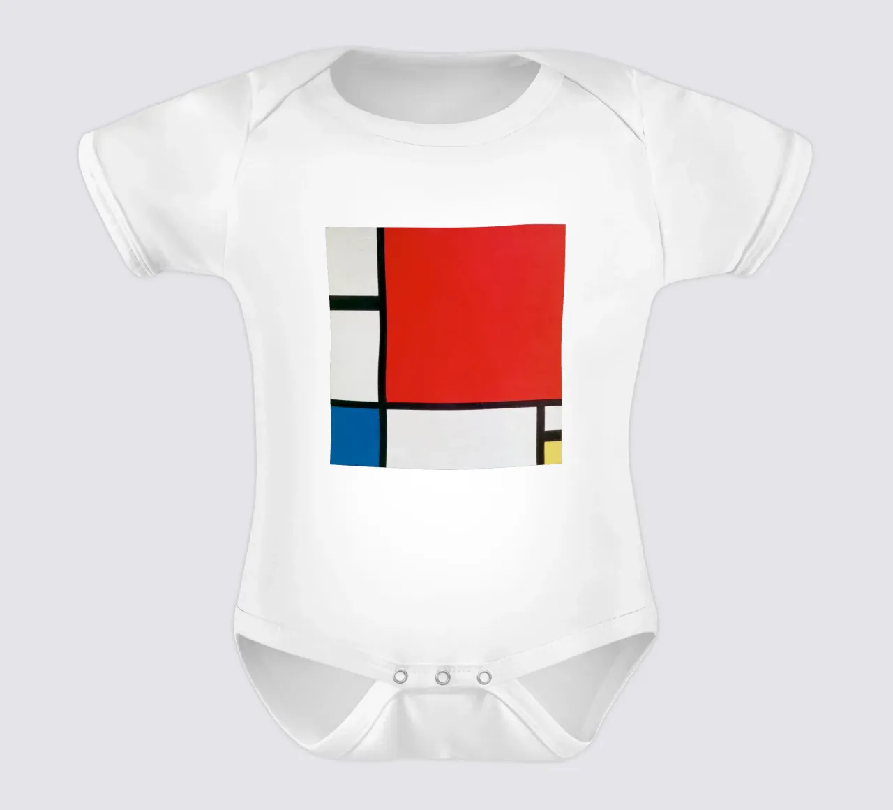 Piet Mondriaan, Composizione Mondrian II in rosso, blu, giallo body neonato maniche corte da William Store
