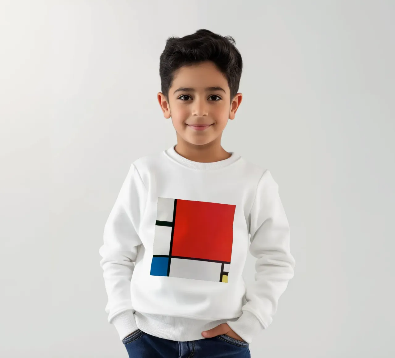Piet Mondriaan, Composizione Mondrian II in rosso, blu, giallo felpa bambino da William Store
