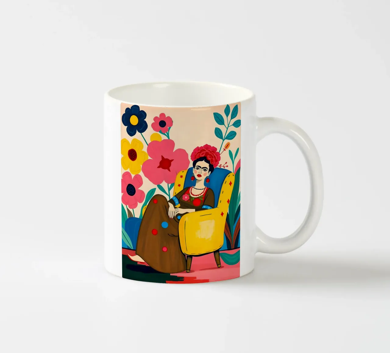 FRIDA KAHLO SEDUTA SU UNA SEDIA tazza in ceramica da ARTOMATIC