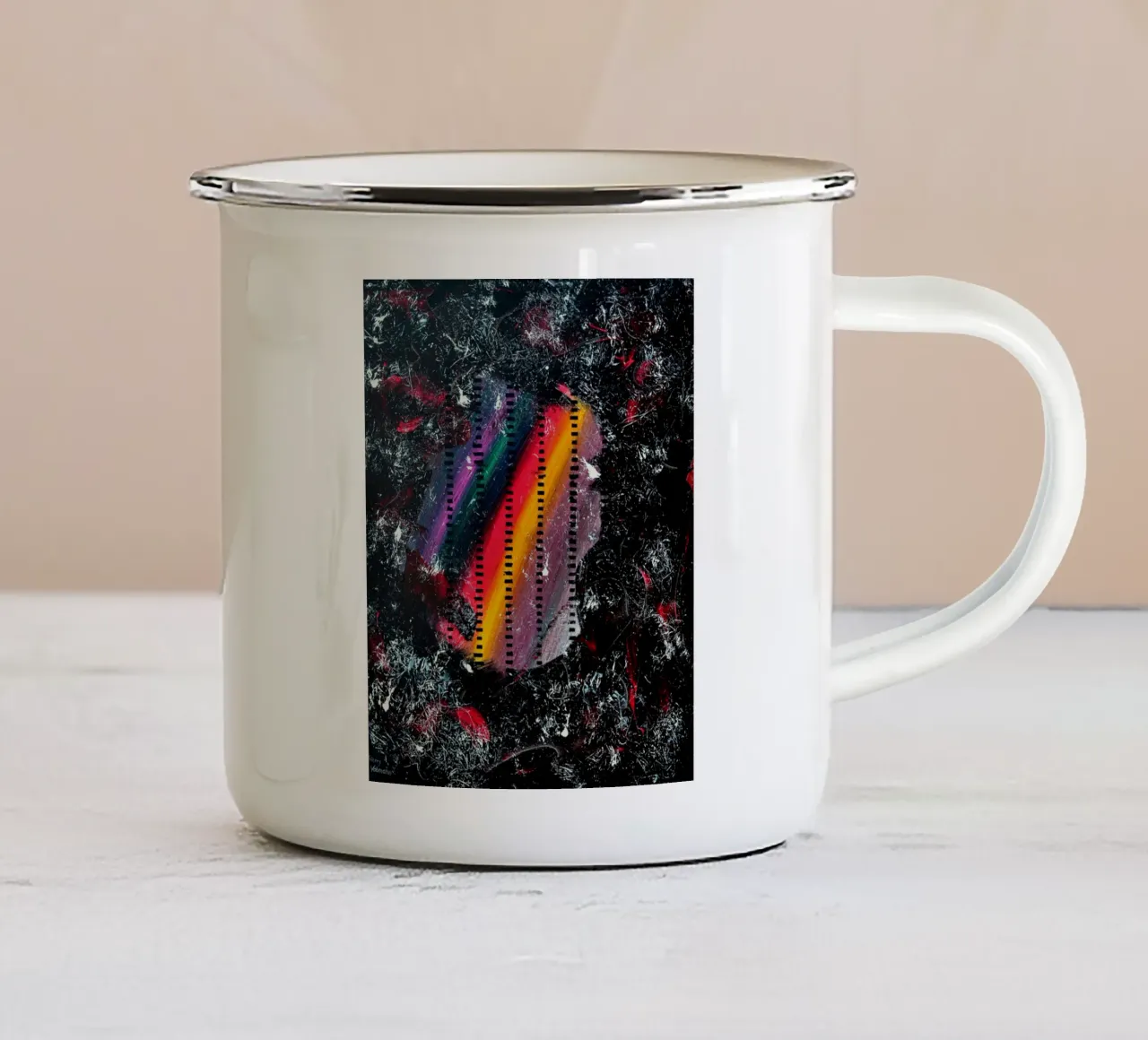 A WINK TO POLLOCK tazza in smalto da Thierry Vobmann Abstract painting