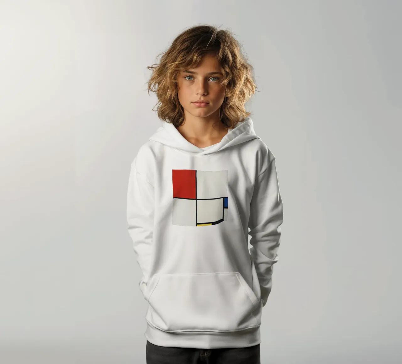 Composition n° III, avec rouge, bleu, jaune et noir sweat à capuche enfant de William Store