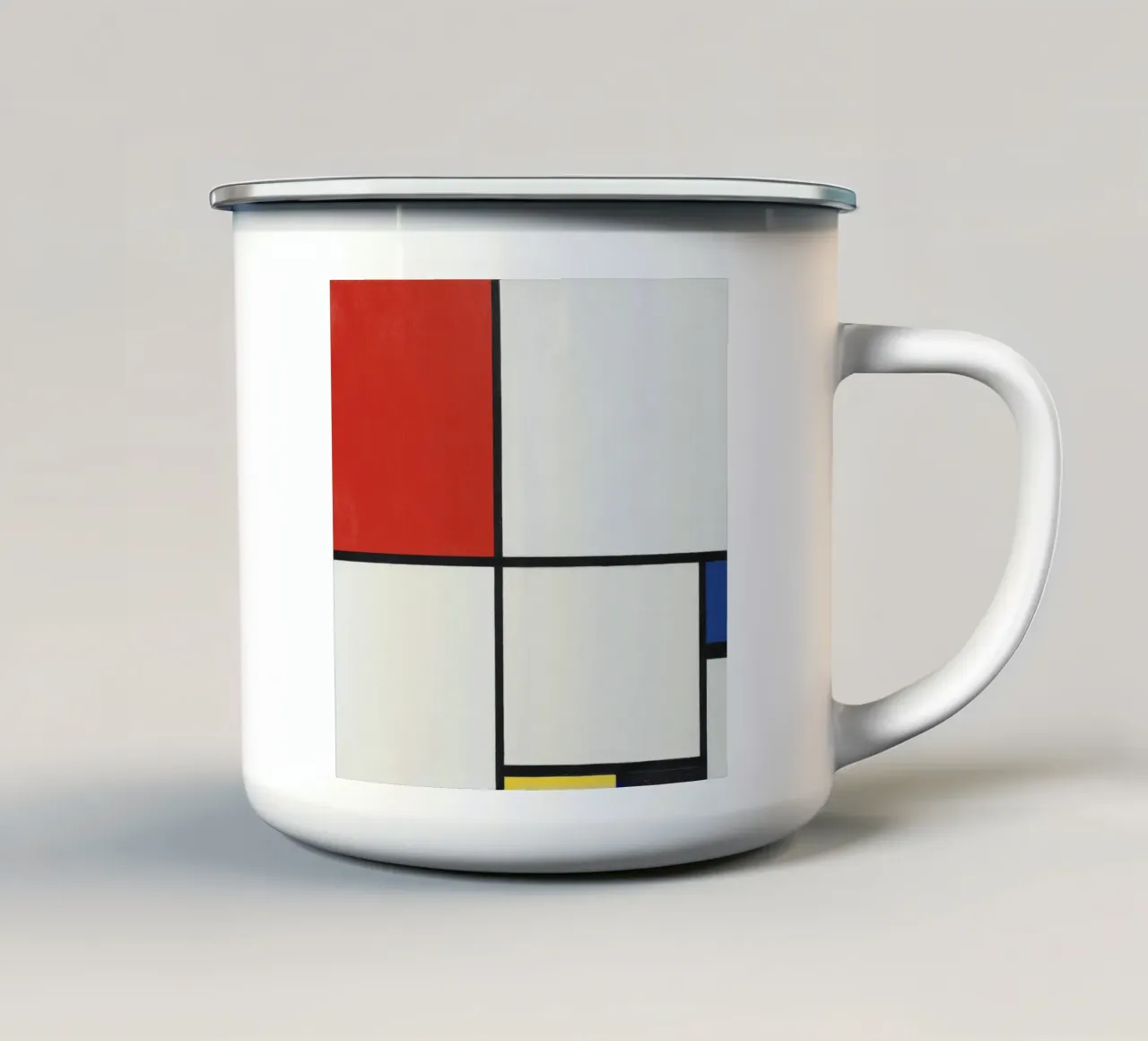 Composizione n. III, con rosso, blu, giallo e nero. tazza in smalto da William Store