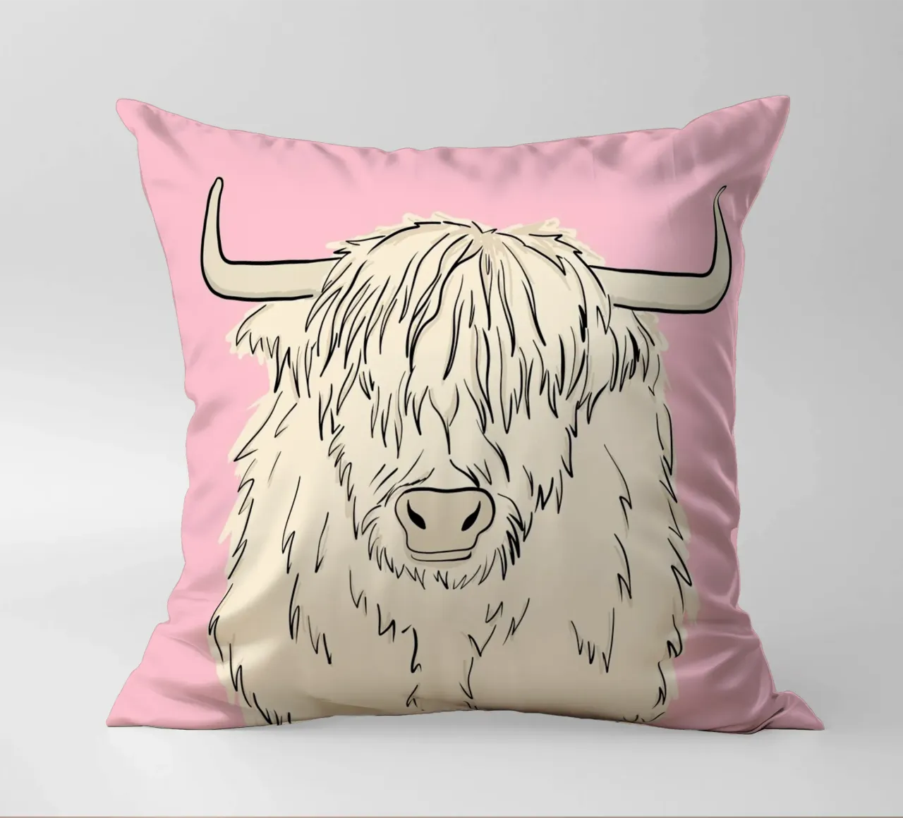 Pink Highland Cow cuscino da BAINAI