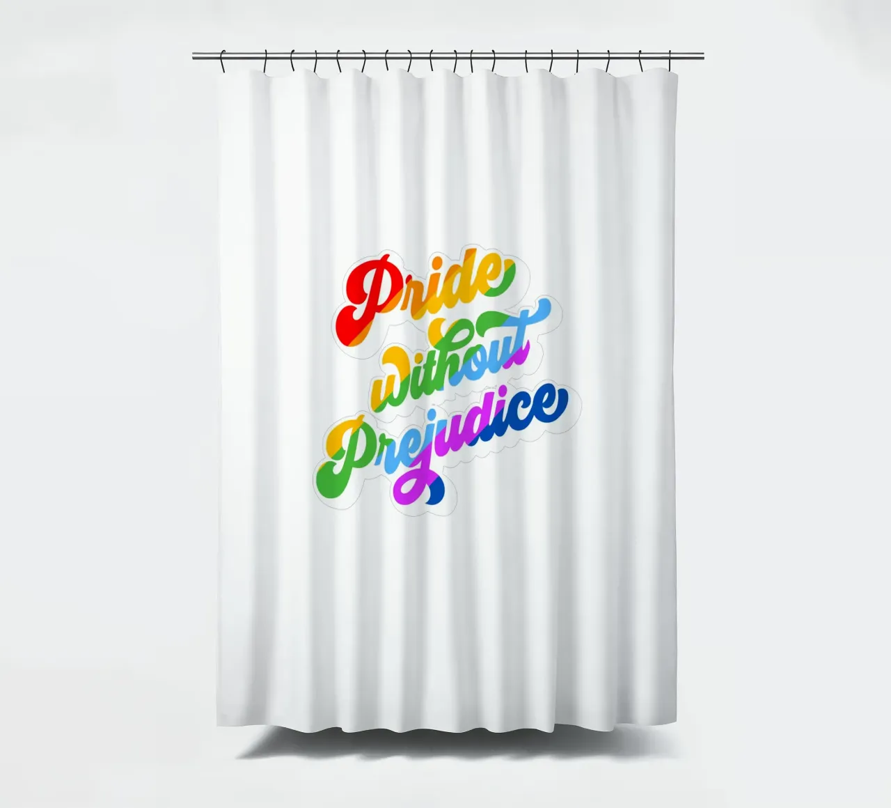Orgoglio senza pregiudizio - Tipografia arcobaleno retrò tenda da doccia da Dominique Vari Words