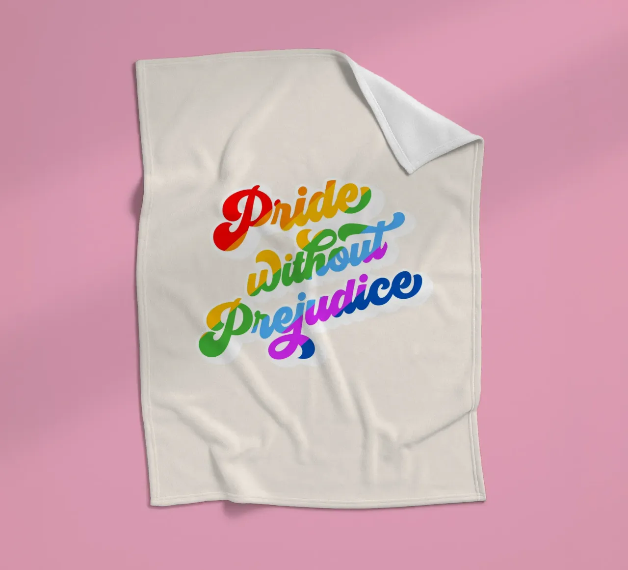 Orgoglio senza pregiudizio - Tipografia arcobaleno retrò coperta in pile da Dominique Vari Words