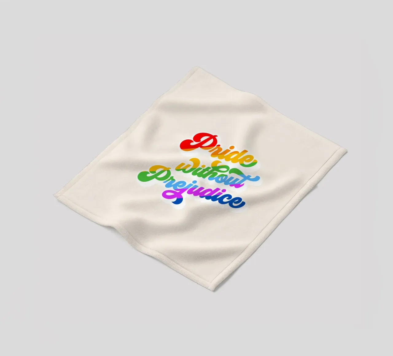 Orgoglio senza pregiudizio - Tipografia arcobaleno retrò coperta in pile da Dominique Vari Words