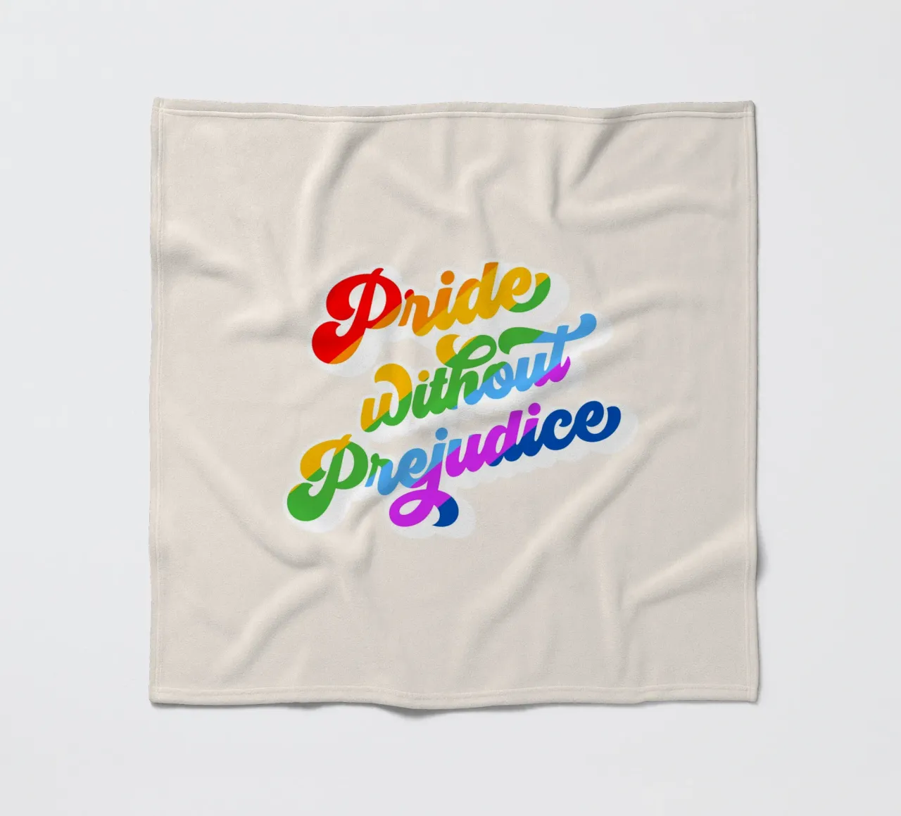 Orgoglio senza pregiudizio - Tipografia arcobaleno retrò coperta in pile da Dominique Vari Words