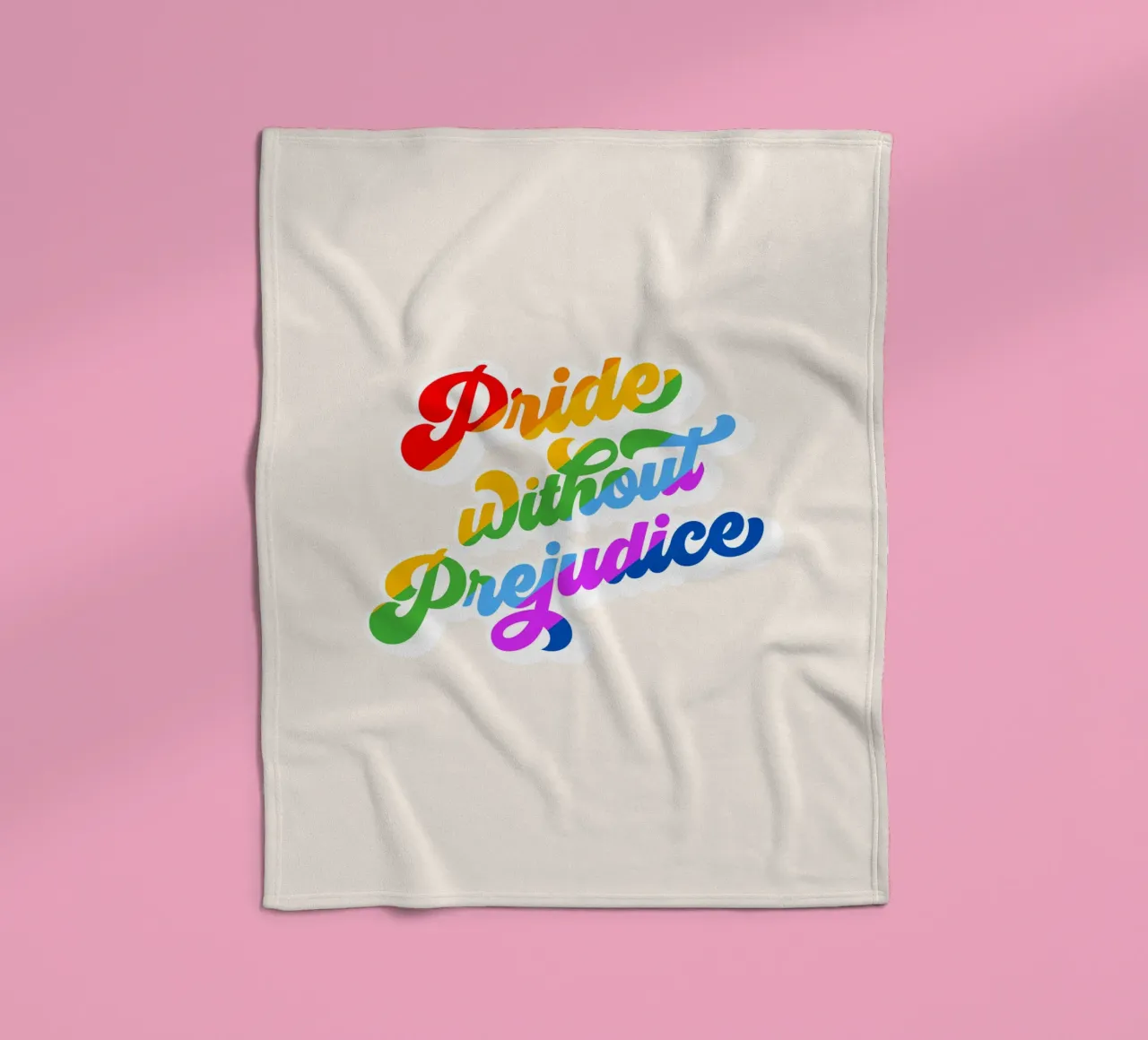Orgoglio senza pregiudizio - Tipografia arcobaleno retrò coperta in pile da Dominique Vari Words