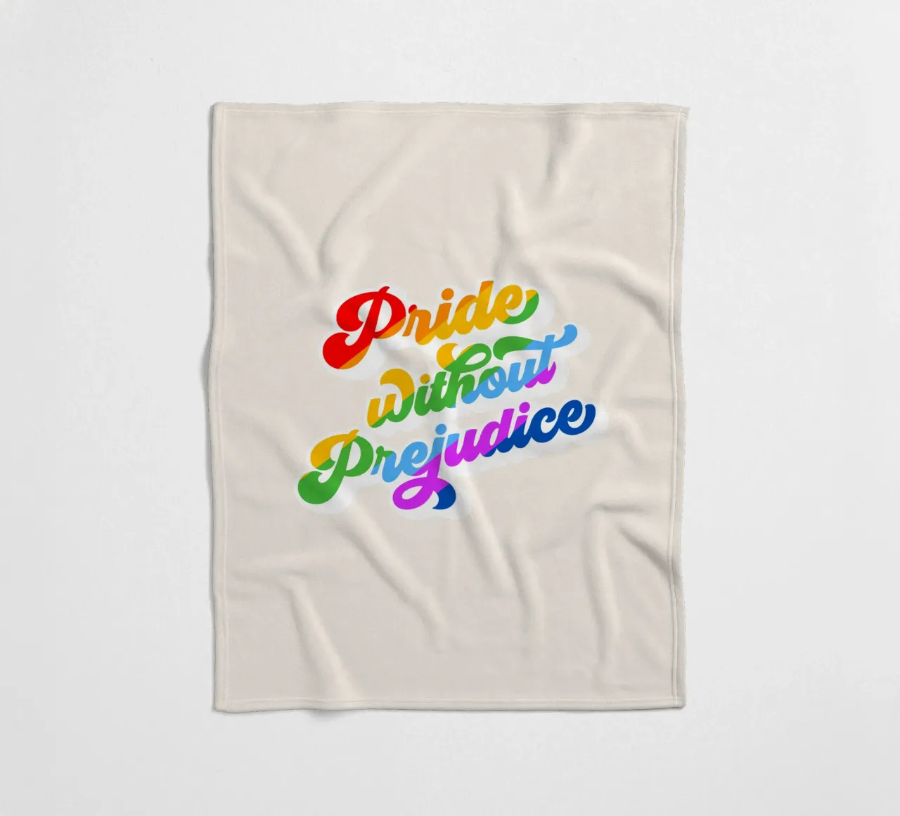 Orgoglio senza pregiudizio - Tipografia arcobaleno retrò coperta in pile da Dominique Vari Words