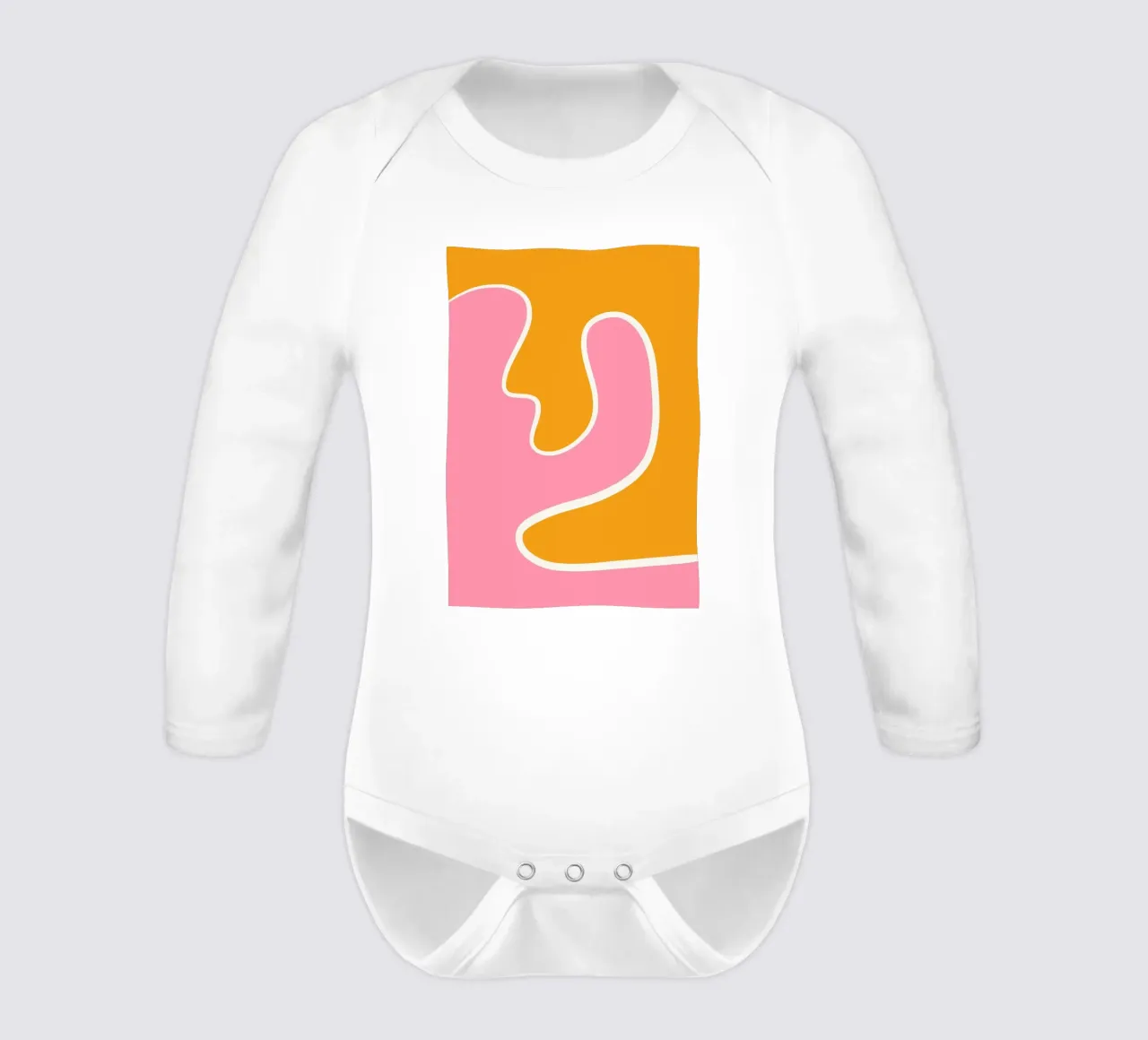 Abstrakte Kurve Rosa Orange long-sleeve baby romper by BAINAI