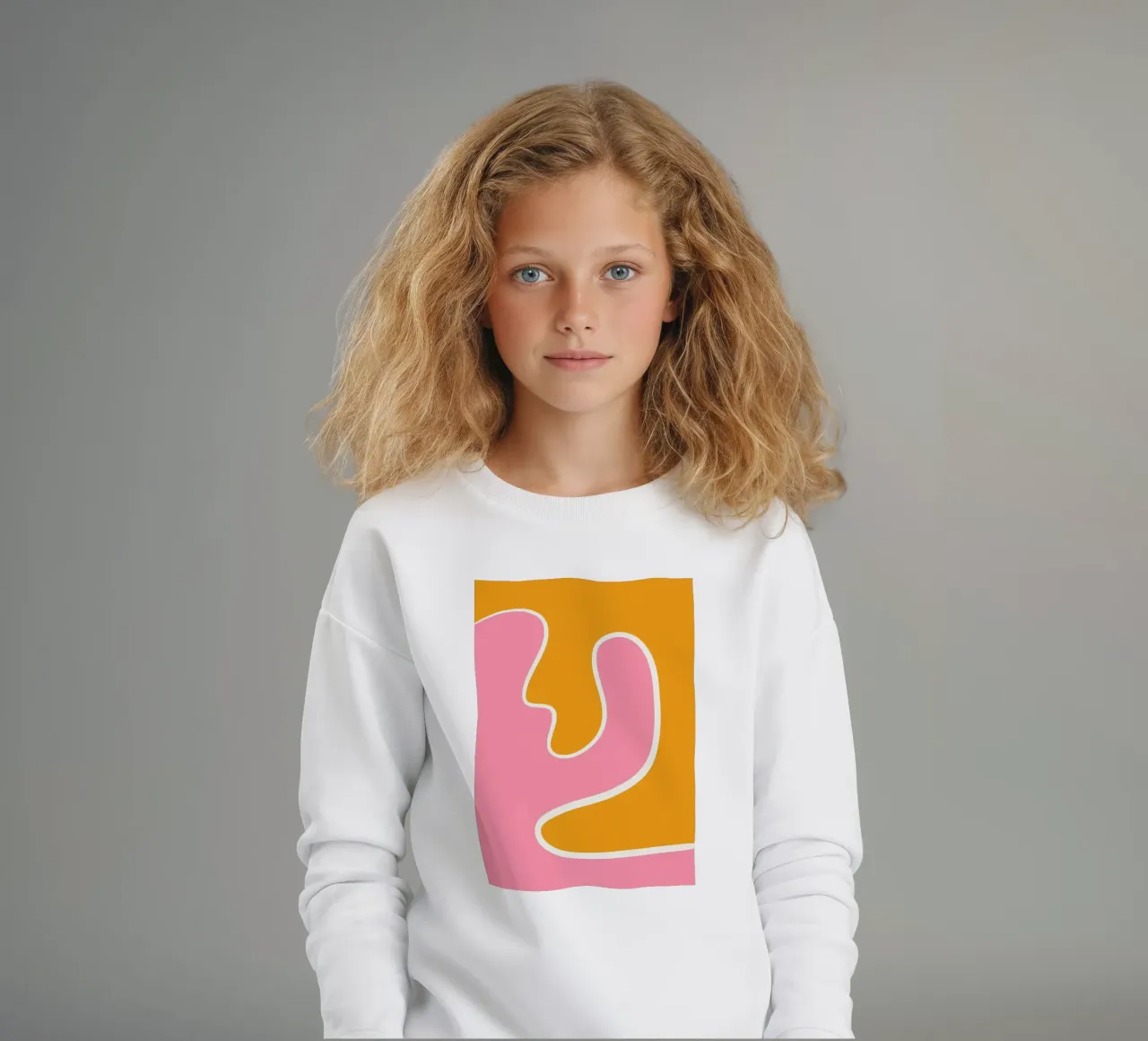Abstrakte Kurve Rosa Orange kinder sweatshirt van BAINAI