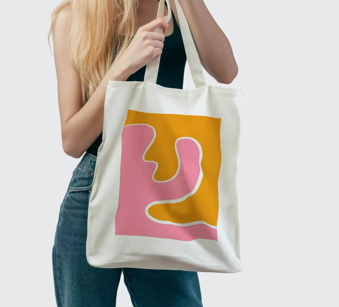 Abstrakte Kurve Rosa Orange tote bag by BAINAI