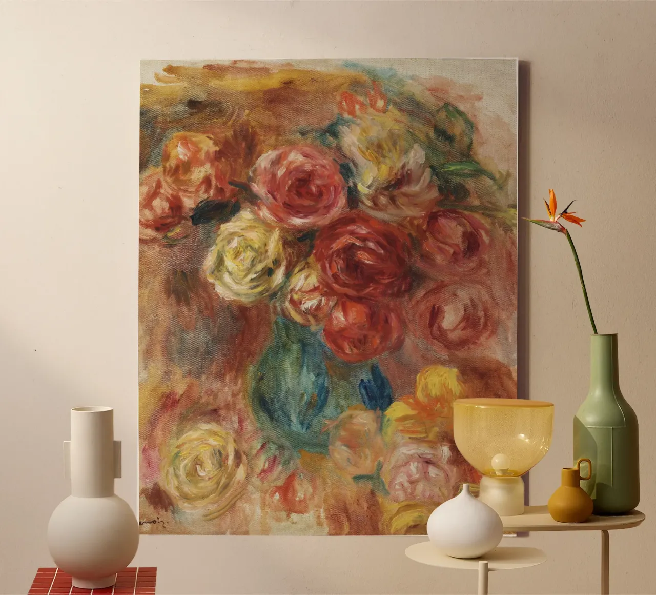 Pierre-Auguste Renoir - Fiori tela con Cornice a cassetta da Timeless Artworks