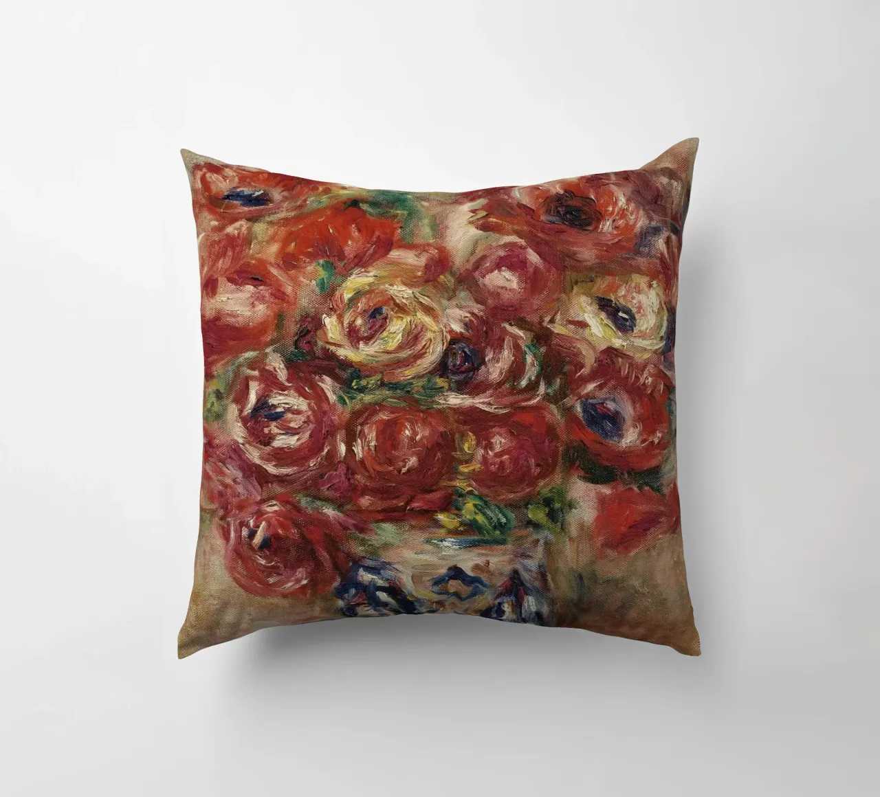 Pierre-Auguste Renoir - Fiori in un vaso cuscino da Timeless Artworks