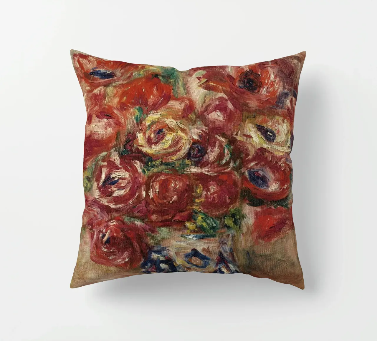 Pierre-Auguste Renoir - Fiori in un vaso cuscino da Timeless Artworks