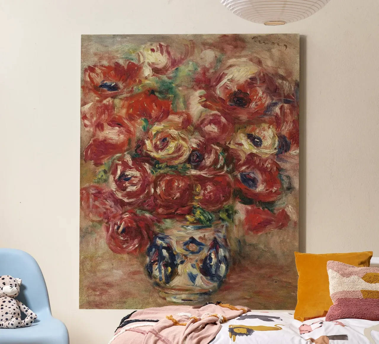 Pierre-Auguste Renoir - Fiori in un vaso tela con Cornice a cassetta da Timeless Artworks