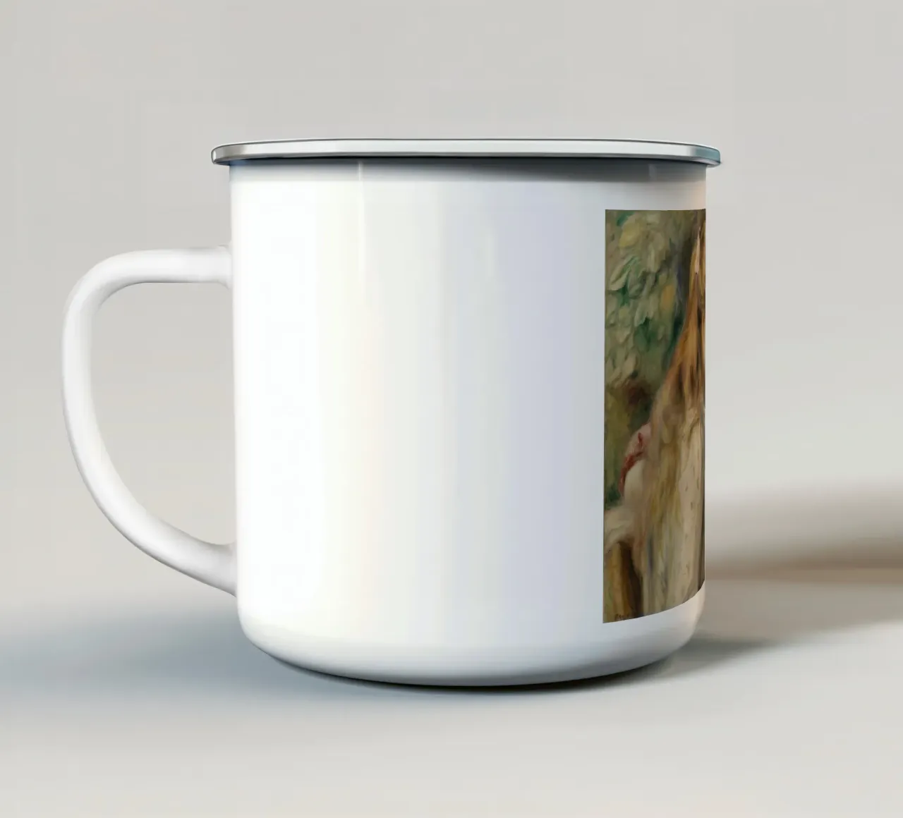 Pierre-Auguste Renoir - La lettura tazza in smalto da Timeless Artworks