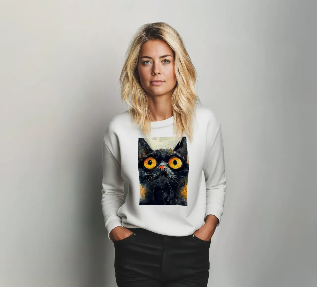 Gatto nero felpa da Justyna Jaszke JBJart