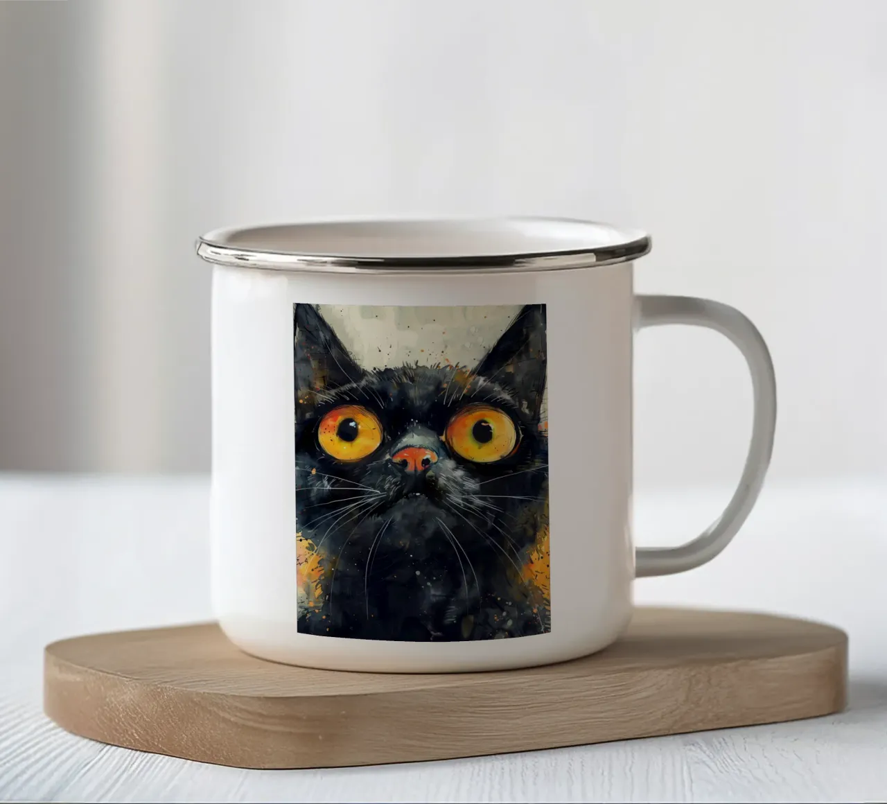 Gatto nero tazza in smalto da Justyna Jaszke JBJart